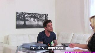 A couple enjoy each other on the couch with passion