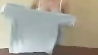A chick with big milk is giving a master class on how to handle things