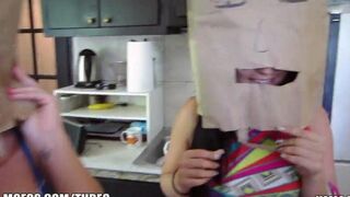 Girls wear bags on their heads and have sex with guys