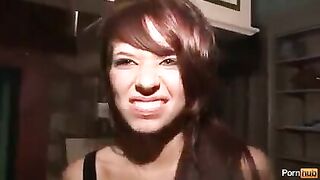 The cute girl plays with her favorite toy without taking off her panties