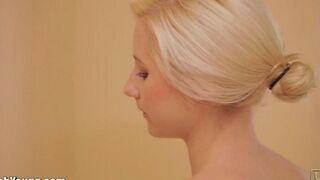 Hot brushing masturbation in the bathroom with a toothbrush