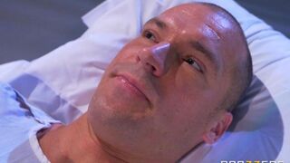 A patient received medical attention from a hot nurse with big boobs