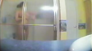 A girl took a shower, not knowing there was a spy camera