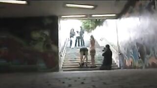 A girl got diluted and roughly fucked right on the public street
