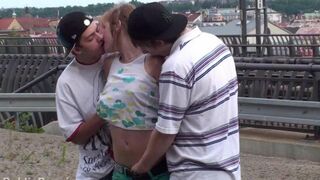 Amateur girl MHM fucked by two guys in a threesome