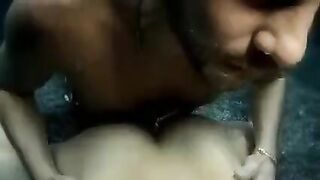 The cute girl gave the guy a blowjob underwater in the pool