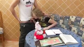 A schoolgirl was fucked at home by her classmate