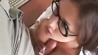 A porn secretary has sex with her boss in the office
