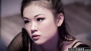 Petite teen Lulu Chu seduced her stepdad's best friend at his wake