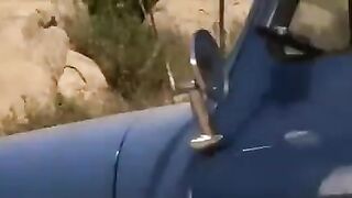 The driver had sex with a girl with big boobs right on the road