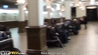 Russian girl fucked in the toilet by a pick-up guy