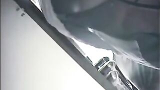 The hidden camera at the checkout captures steamy action under skirts