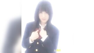 Hot Japanese girl masturbates herself in school uniform, comes with squirting