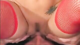A chick in linen stockings sat on a guy's face, showcasing some intense pussy licking action