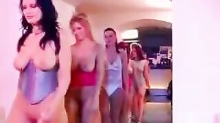 A gangbang with a girl who has big natural tits