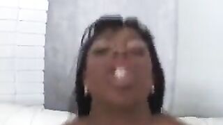Black chick gave a stunning blowjob to her white guy, and he loved it