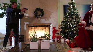 Naughty girl fucked by Santa Claus in stockings and pantyhose