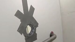 A man fucked a girl in the holes of the nightclub toilet