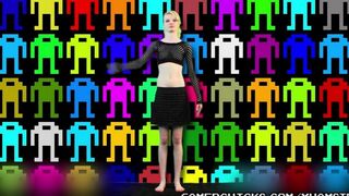 Blonde teen dances and strips in front of a crowd