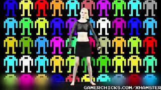 Blonde teen dances and strips in front of a crowd