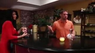 Sexy lady Christina got banged by the bartender on the couch
