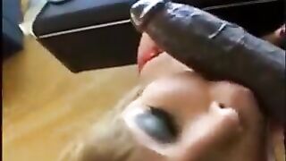 Two hot supple girls sharing a big black dick