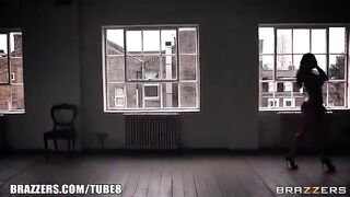 A sweaty girl with big natural tits gets her ass smashed hard