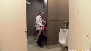A girl has sex with her waiter in the restaurant bathroom