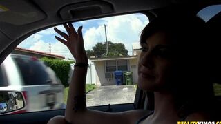 A skinny bitch got picked up and fucked in a car