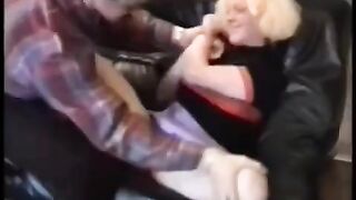 Babe fucked hard by a motorcyclist on the couch in POV