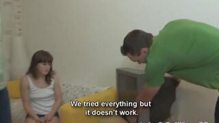 Skinny Russian teen 18+ fucked on the couch by pervert brother