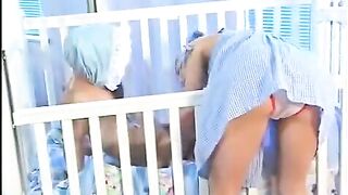 The tiny babysitter with natural tits was fucked by a midget
