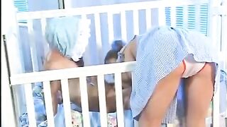 The tiny babysitter with natural tits was fucked by a midget