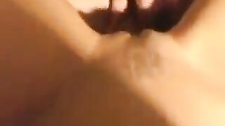 A girl with a sexy, thin body enjoys intimate moments in bed