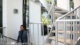 Masseuse with two clients in her house eporn
