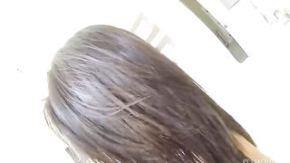 First-person sex with a pretty young brunette having natural tits