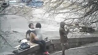 The guy fucked a girl on the street and took pictures of their sex