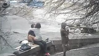 The guy fucked a girl on the street and took pictures of their sex