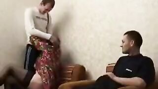A drunken mother fucked with her son and his friend in a threesome