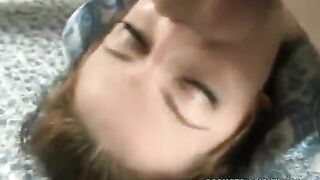 Girl takes a guy's cock in her mouth very deep
