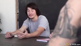The guy strongly fucked the girl attached to the bed