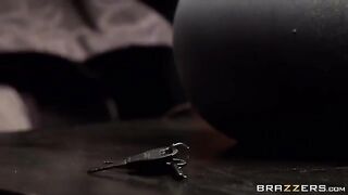 The guy strongly fucked the girl attached to the bed
