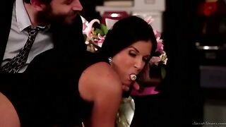 A man licks the hairy pussy of his secretary in an office scene