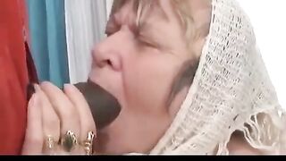 Pervert Negro guy masturbates his huge dick and fucks grandma