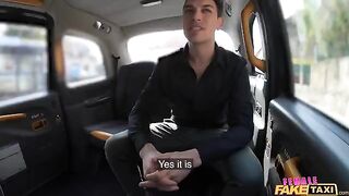 A girl is a taxi driver in an alternate universe, picking up a passenger and engaging in intimate acts