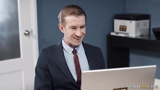 The man fucked his secretary in nylons through the holes of her skirt