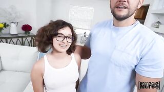 Leana’s feet don’t touch the ground, but her mouth does deepthroat wonders