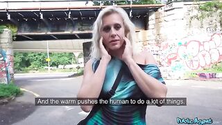 Blonde mature gets fucked in public place with no shame