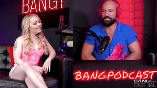 The guy and girl have an interview and then they fuck