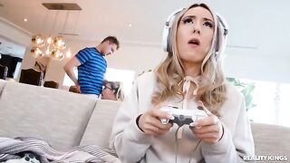 A hot nerd with glasses gets fucked in all holes by her boyfriend